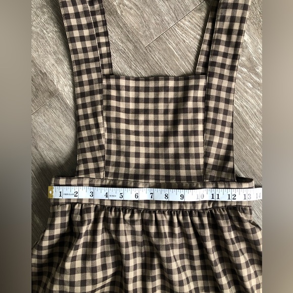 Urban Outfitters Brown Checkered Pinafore Midi Dress - Picture 7 of 9